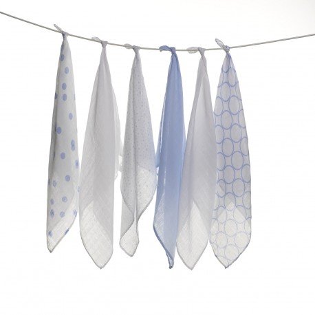 Set of 6 printed cotton swaddles - 70x70 cm