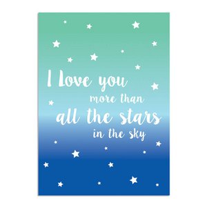 Ich liebe dich mehr als alle Sterne am Himmel - Blaugrün