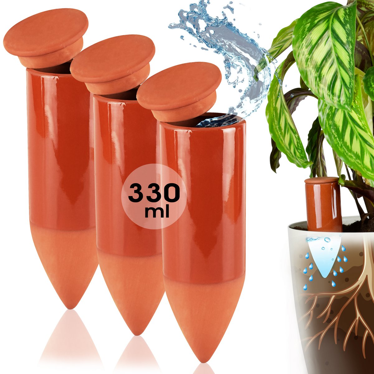 Terracotta Bewässerungshilfe handgefertigt - 330 ml