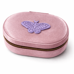 Falena - Portagioielli ovale in velluto rosa
