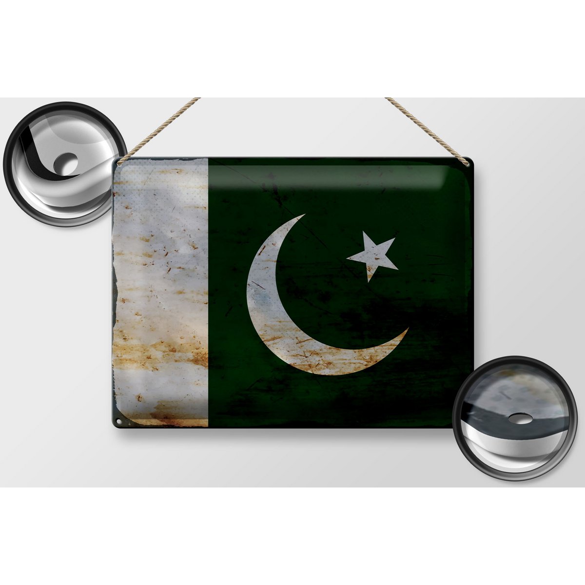 Tin Sign Flag Pakistan 40x30cm Flag of Pakistan Rust
