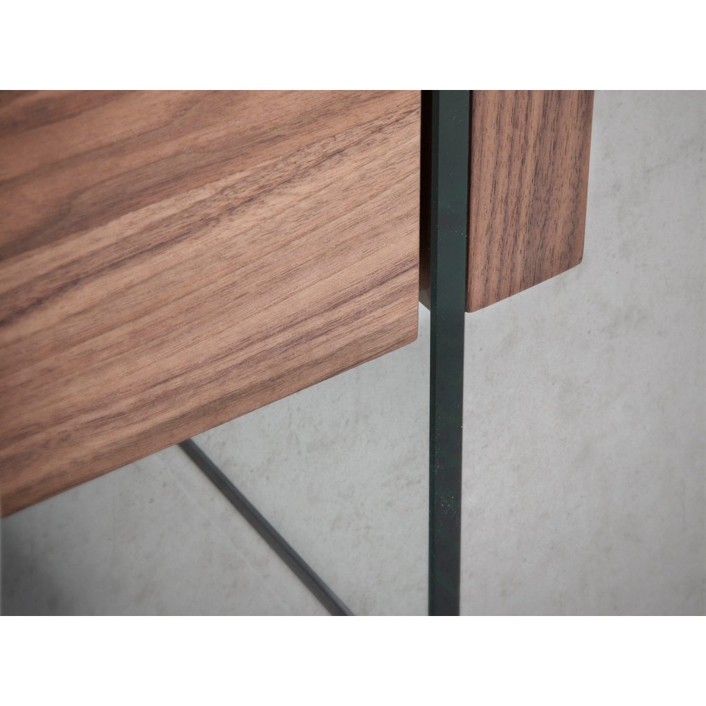 Walnut wood coffee table and tempered glass