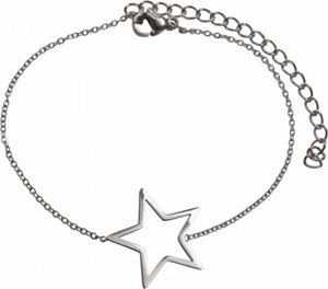 Armband ster open staal