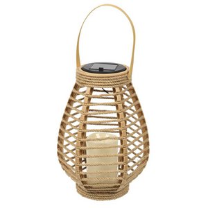 Solar-LED-Laterne Beige – Rattan-Optik – warmes Licht – H26,5 cm