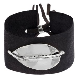 Leren en zilveren armband "Leaf" Zilverbruin