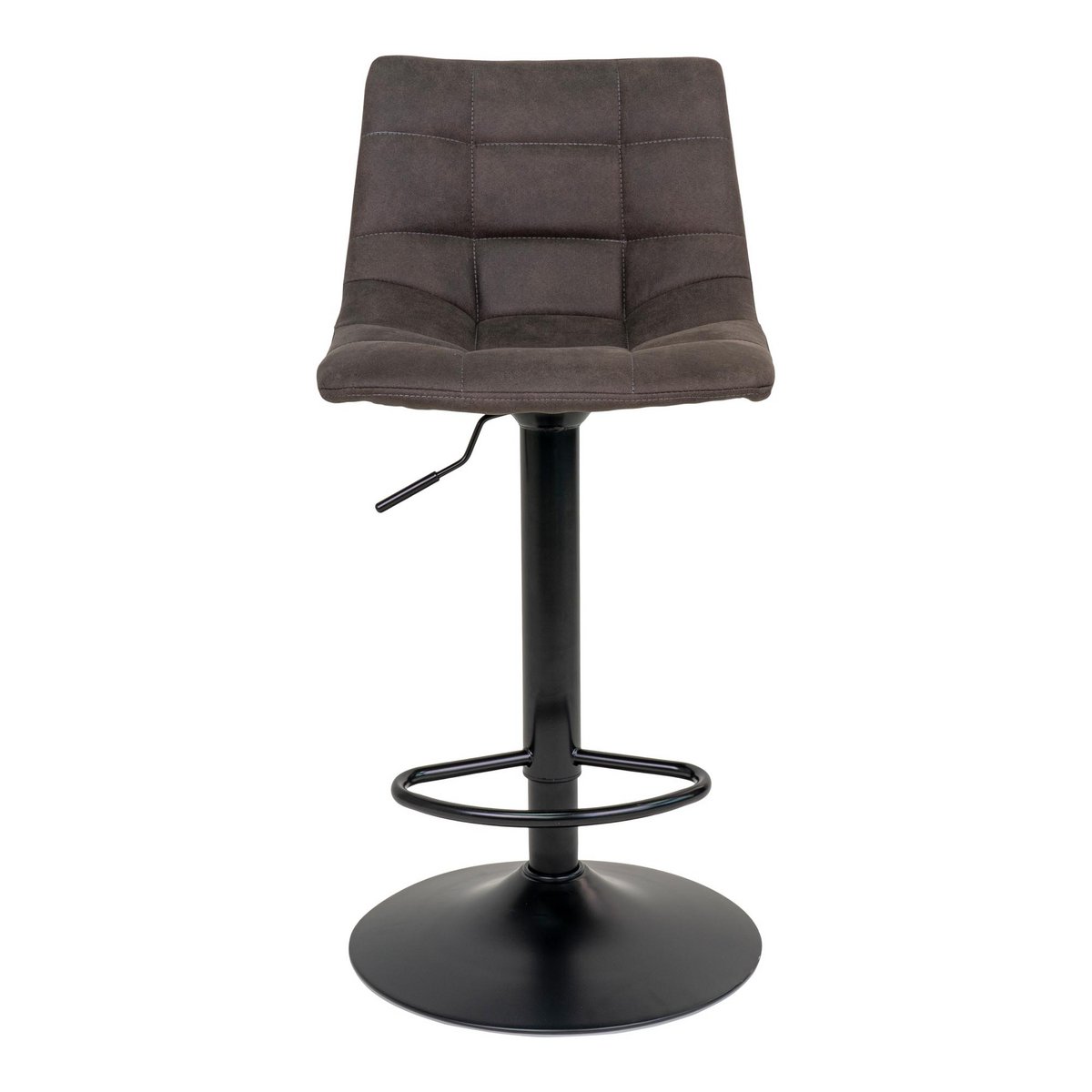 Silla de Bar Middelfart - Gris Oscuro, Microfibra, Patas de Metal Negro, 43x43x88/108cm - Juego de 2