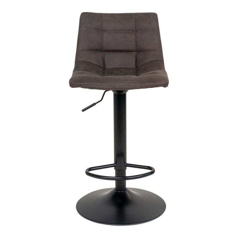 Silla de Bar Middelfart - Gris Oscuro, Microfibra, Patas de Metal Negro, 43x43x88/108cm - Juego de 2