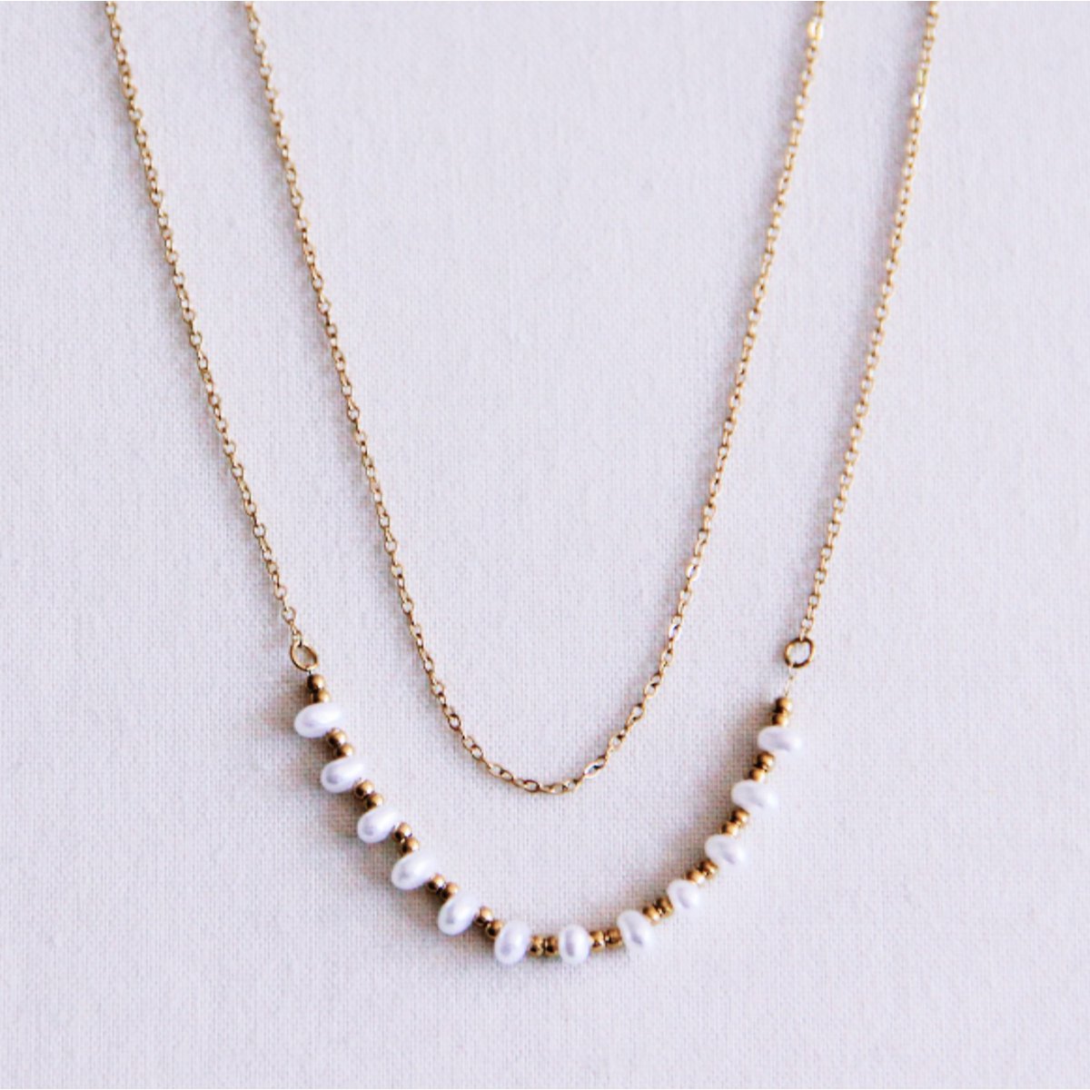 Dubbele ketting met mini -parels