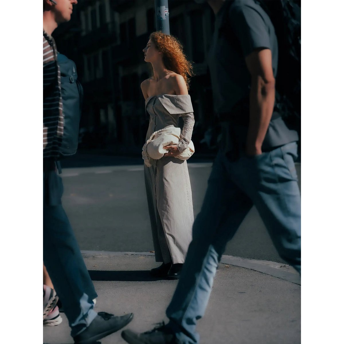 Bardot Brown Striped Off Shoulder Maxi Dress