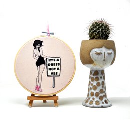 Handmade Embroidery Hoop Wall Art - Erotic Collection - Textile Wall Decoration 15cm
