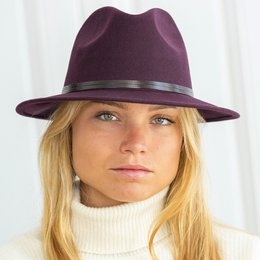CHAPEAU FEUTRE - lien cuir, bord cousu
