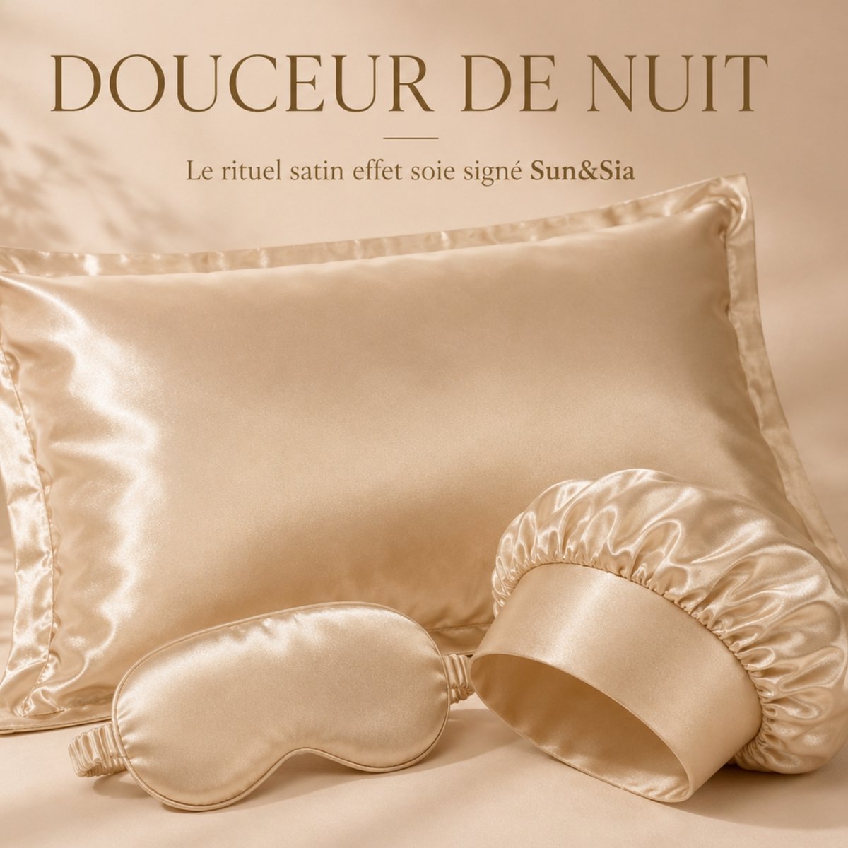 Sois Effect Satin Night Cap Champagne guld