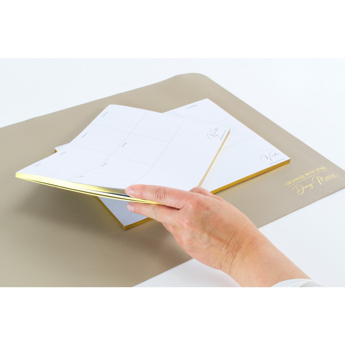 Planificateur hebdomadaire avec bordure dorée (paquet de 5)