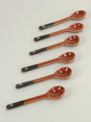 Set of 6 Laterite spoons from Hoa Bien