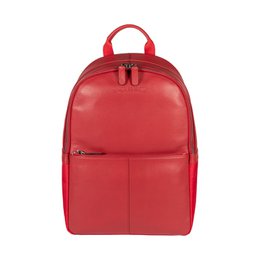 RB2001V | Netbook/Tablet Backpack in Nylon/Genuine Leather, with light grain. Zipper closure and adjustable shoulder straps - Red color - Dimensions: 27 x 38 x 14 cm. Packaging: Non-woven fabric bag
