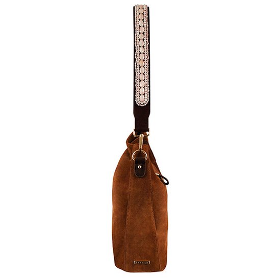 SAC BOHO IBIZA - Bandoulière Rose (70cm) + Sac en daim (Cognac)