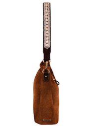 SAC BOHO IBIZA - Bandoulière Rose (70cm) + Sac en daim (Cognac)