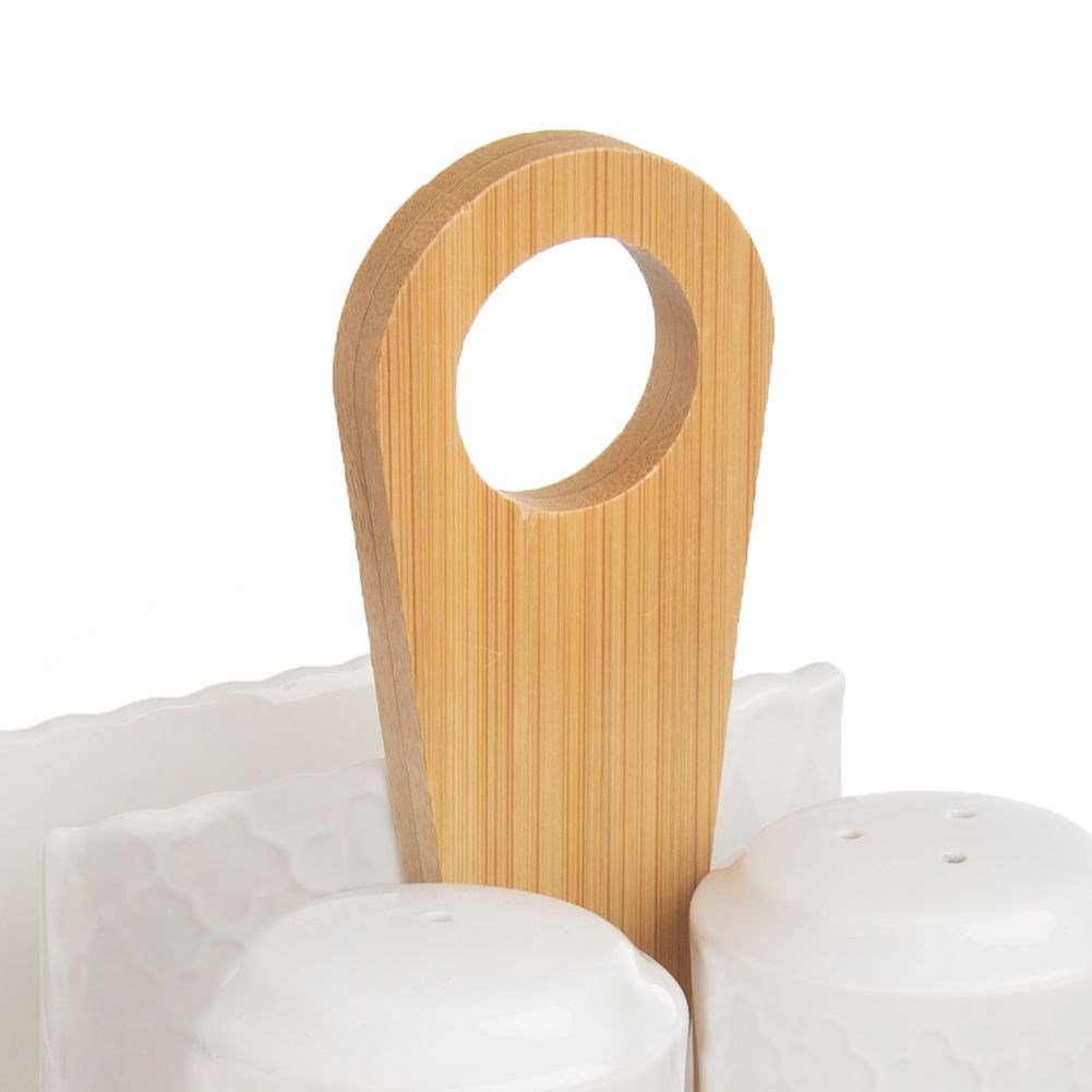 Salt and Pepper Shakers Porcelain with Stand WHITELINE 3 pcs