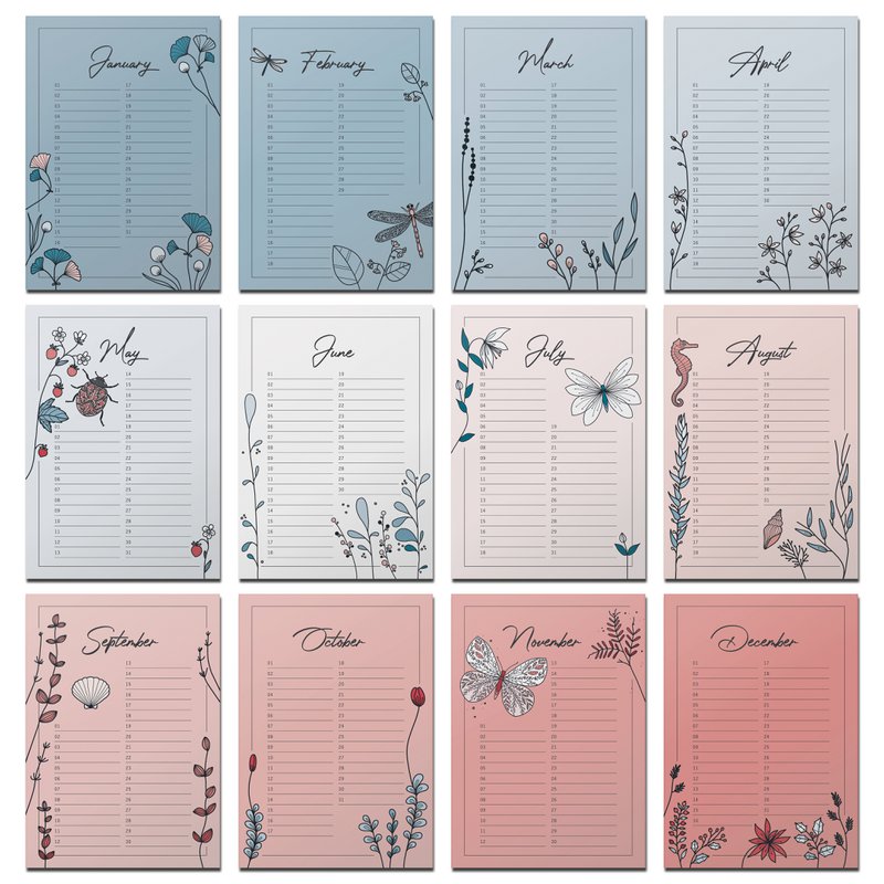 Wall calendar "Days to Remember", everlasting