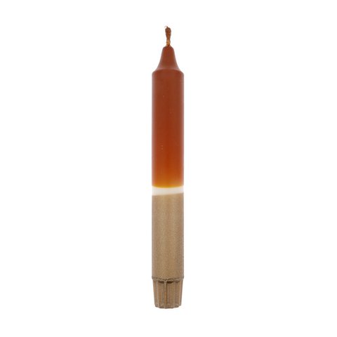 DIP DYE DINNER CANDLE BRAUN/WEISS/GOLD