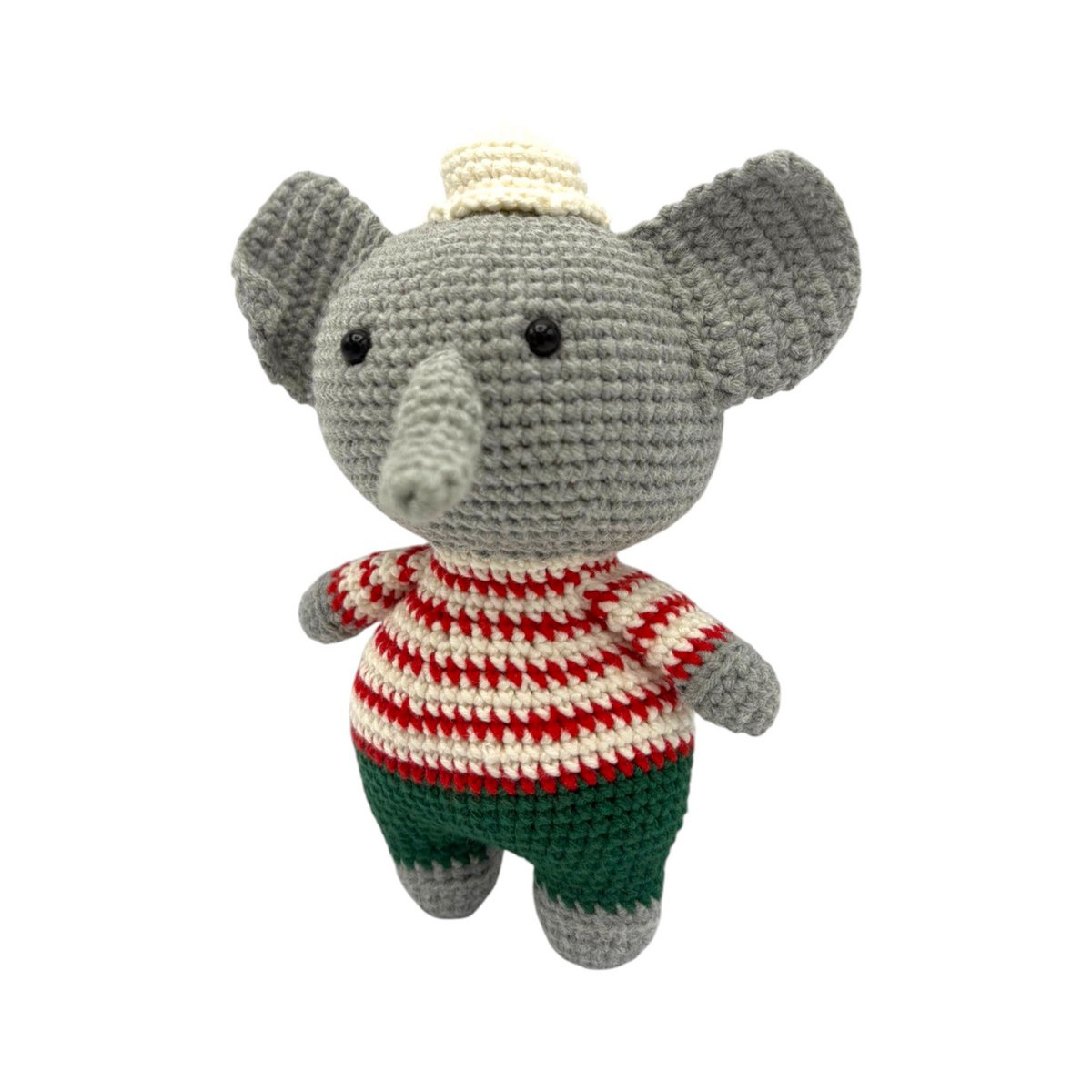 Crocheted elephant with hat
