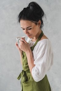 Unisex-Leinenschürze mit vollem Latz in verschiedenen Farben