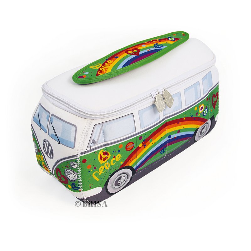Volkswagen VW T1 Bus 3D Neopren Universaltasche, groß - Love Bus/Grün