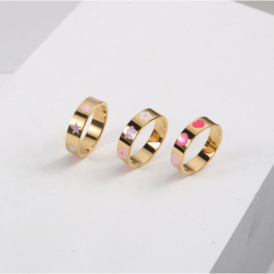 Molly - Herz, Sterne, Blumen Emaille Goldbänder