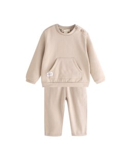 Brushed tracksuit, kangaroo pocket and appliqué, 6-24M, BBI66045