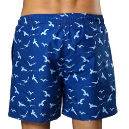 Blaue Badehose mit Möwen-Print