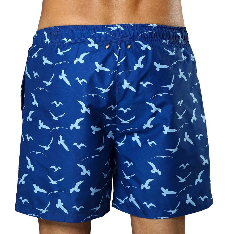 Blaue Badehose mit Möwen-Print
