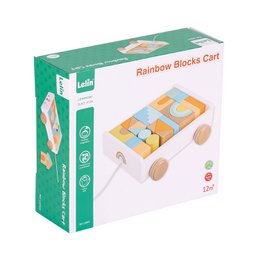 Lelin® Wooden Pull and Block Cart - 26 Blocks