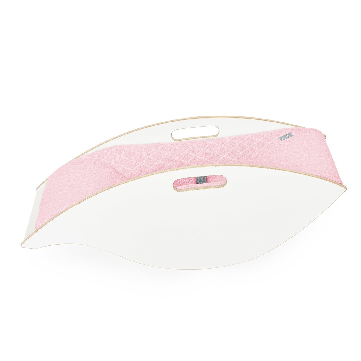 Babywippe Holz weiß, Stoff rosa