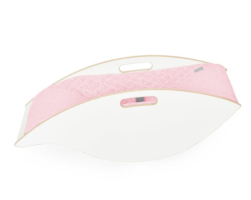 Babywippe Holz weiß, Stoff rosa