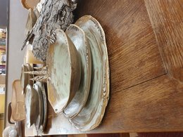 Grande assiette élégante, environ 33 cm (intérieur 28 cm = également PLAQUE À PIZZA) plate, environ Vaisselle, fait main, grès, unique, assiette, blanc crème, mat