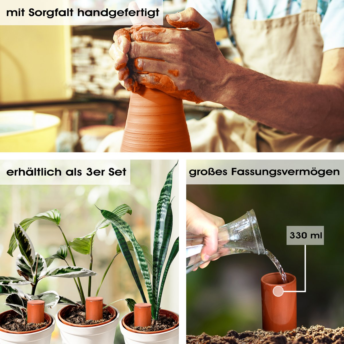 Terracotta Bewässerungshilfe handgefertigt - 330 ml