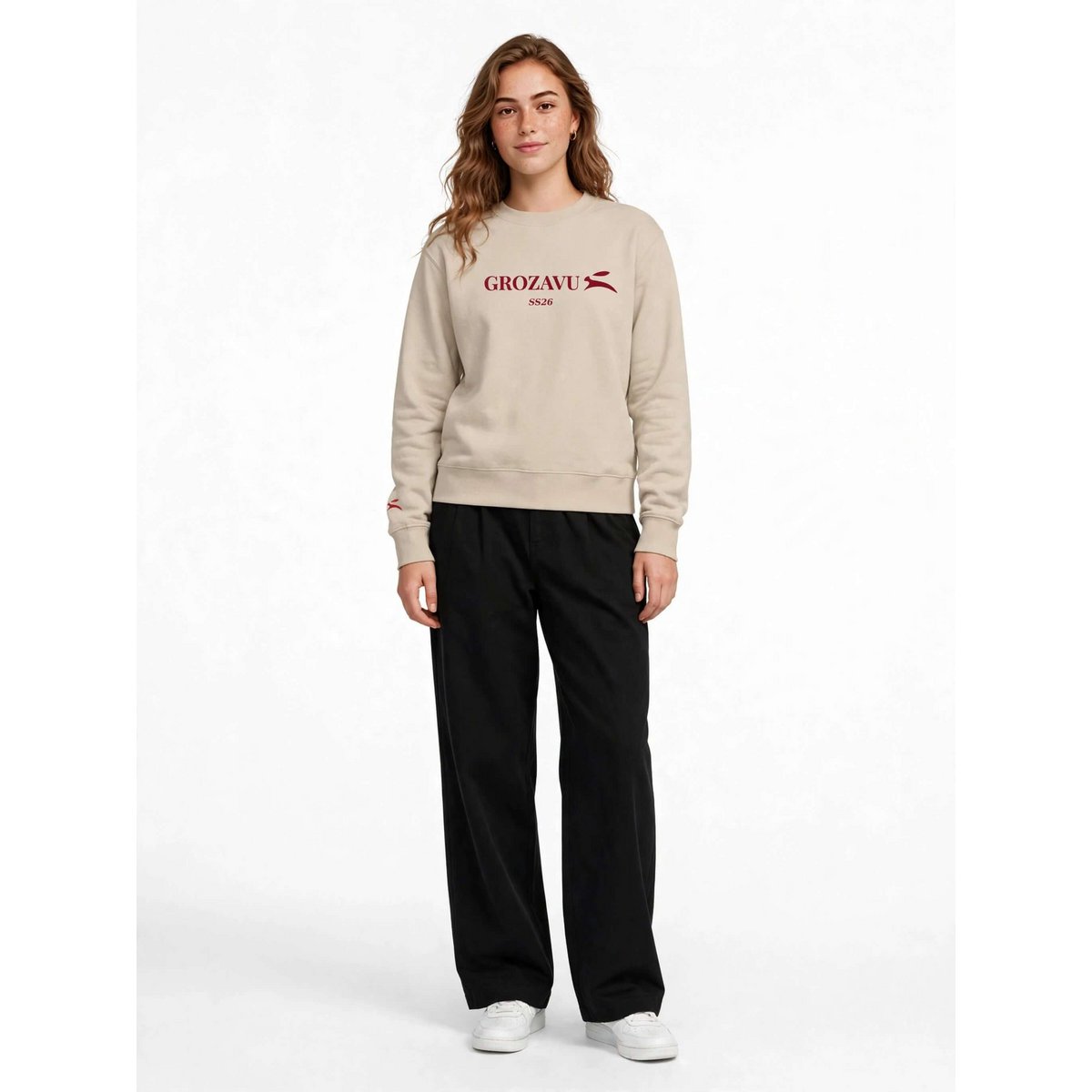 Rundhalsausschnitt aus gebürstetem Fleece