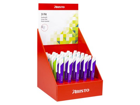 Display Aristo Radiergummis 3fit 30 Stück verschiedene Farben durchscheinend blau grün lila