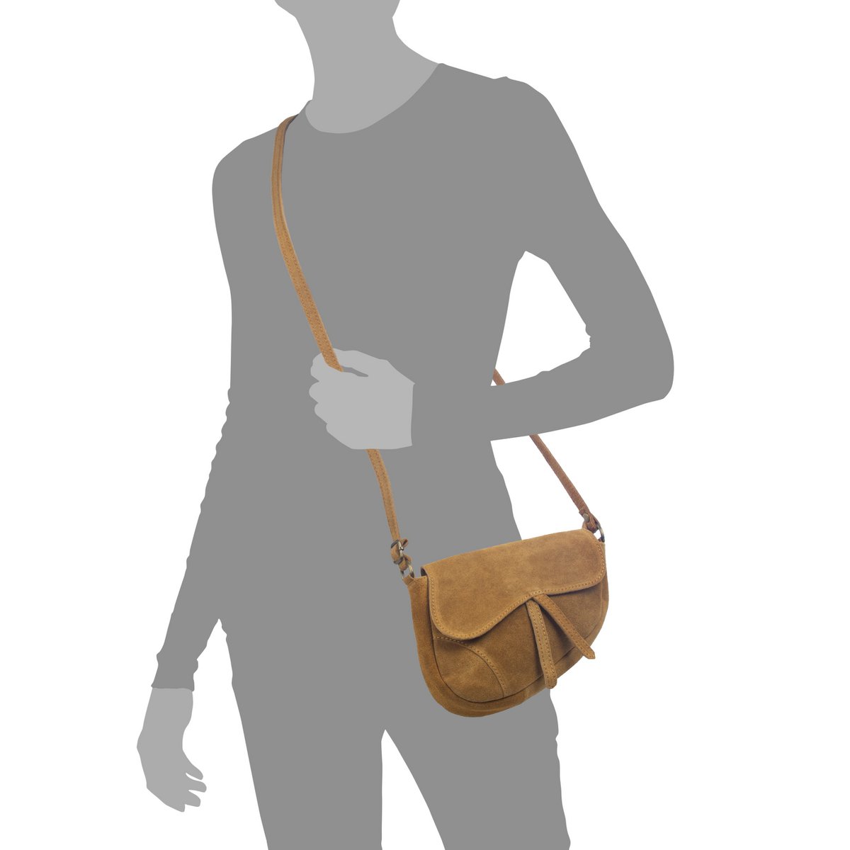 Florence Artegiani. Sac à bandoulière Susanna pour femme en cuir suédé véritable