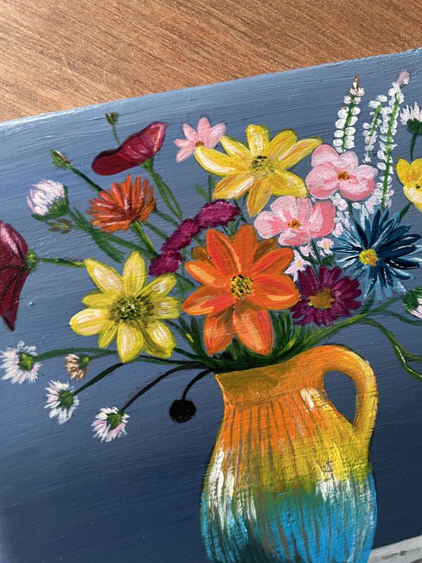 Håndmalede blomsterfliser — originalt kunstværk | 10 × 10 cm