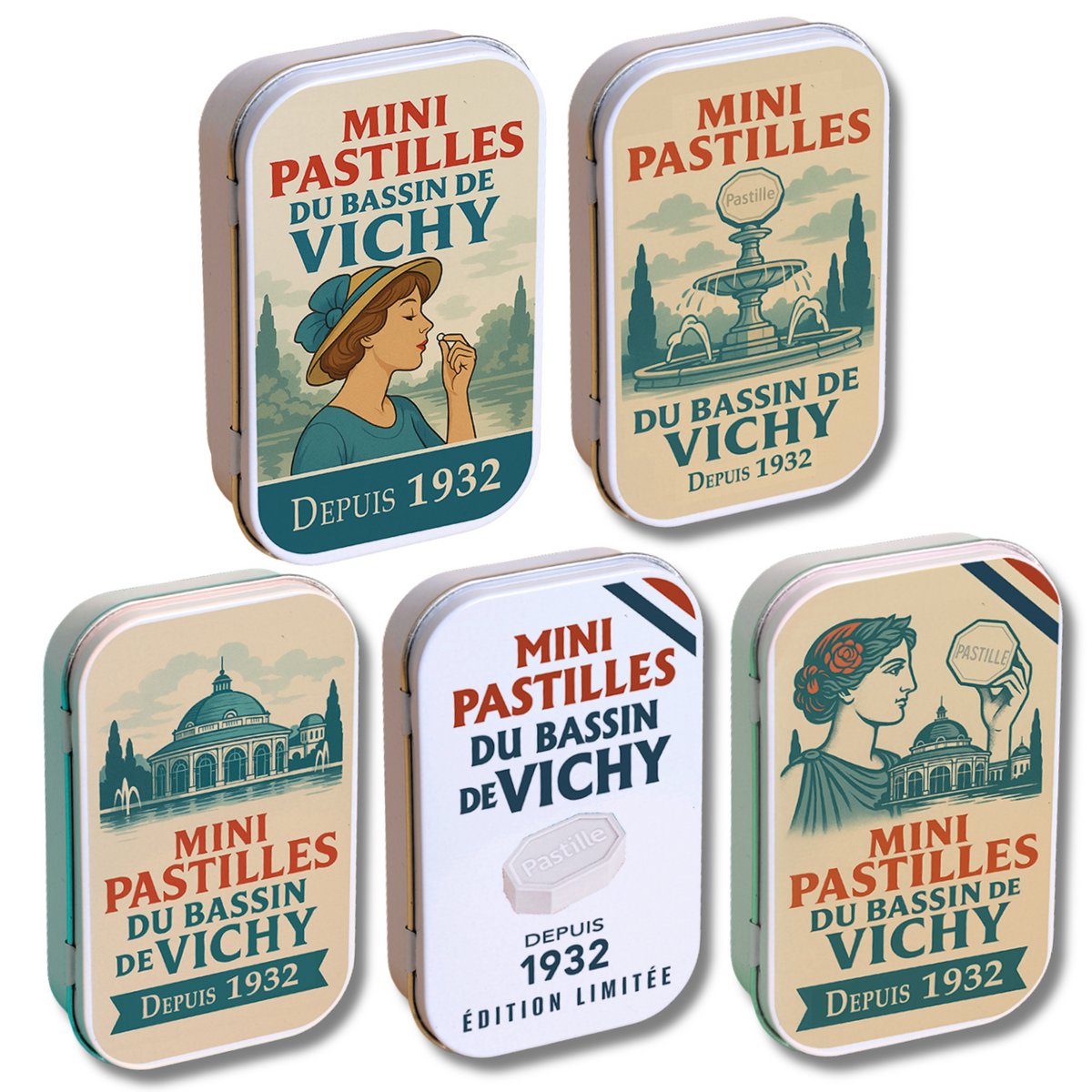 Retro -Sammlerpaket - Mini Vichy Pastilles seit 1932
