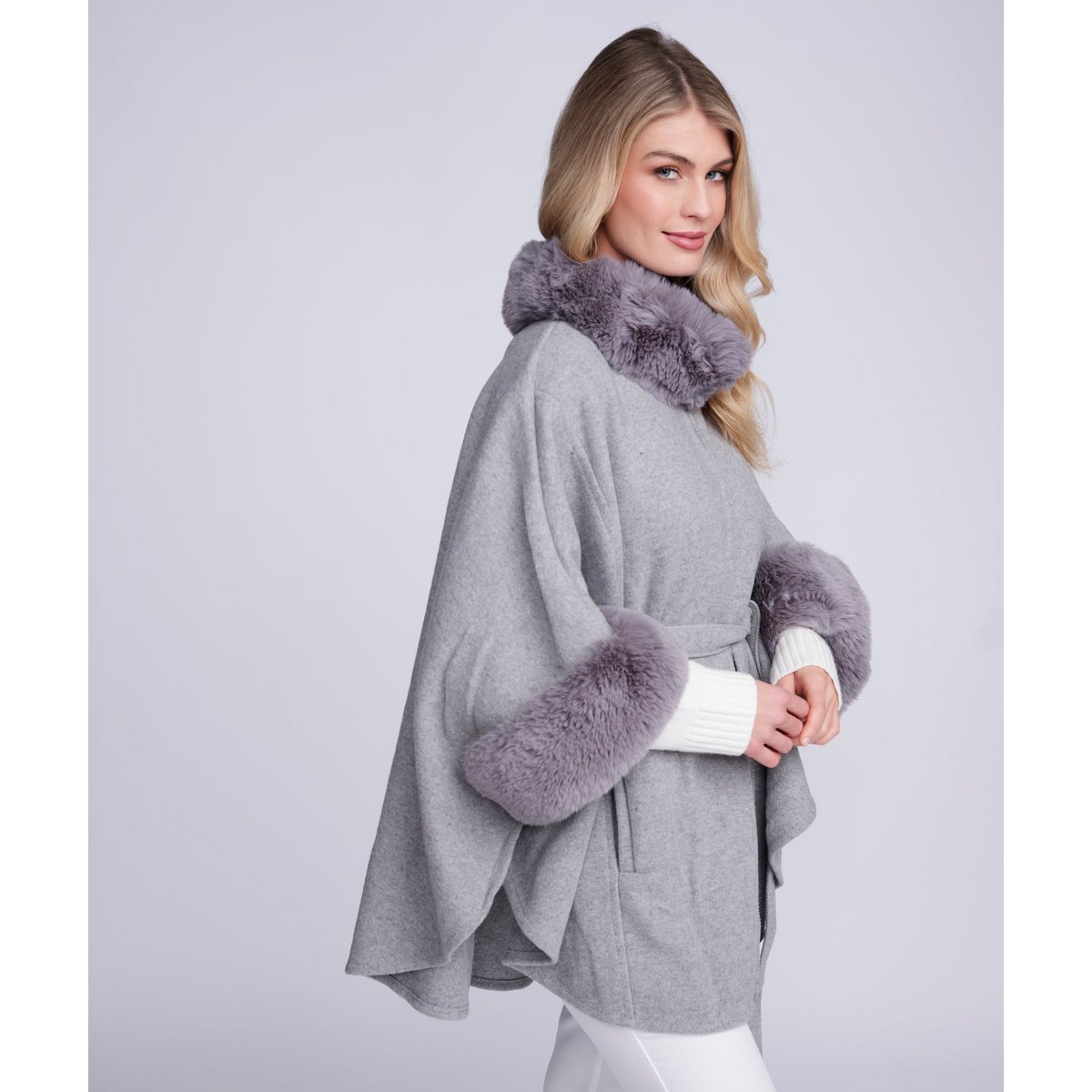 Dawn - Faux Fur Trim Cape