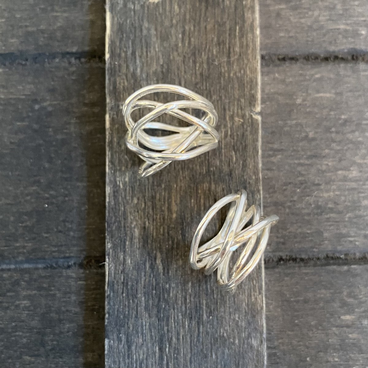 Silver tangle large ring