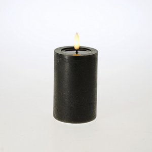 LED candle with melting effect, black, plastic/wax/LED, 6.5x13 cm
