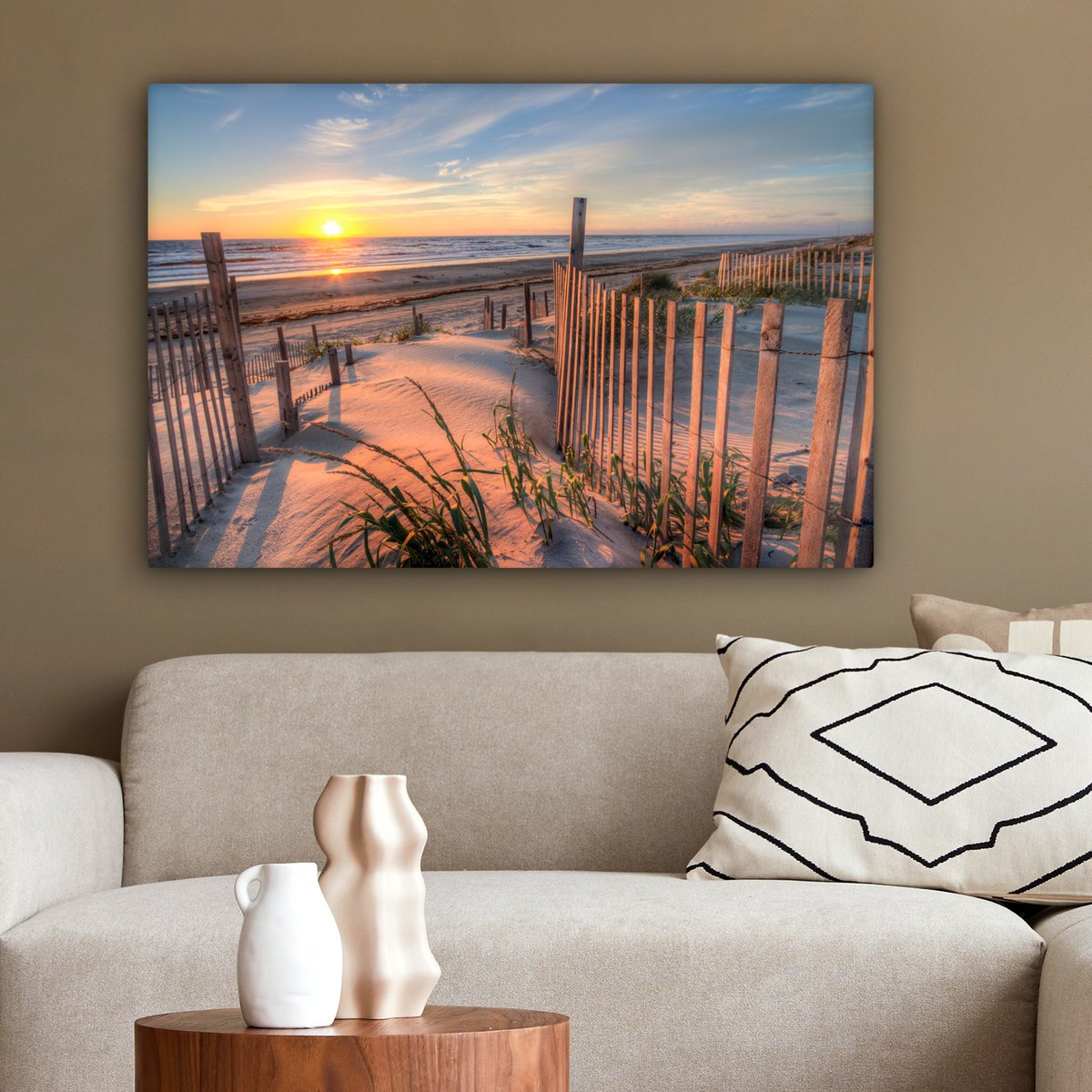 Leinwand Malerei - Wanddekoration - Strand - Meer - Dune - Sonnenuntergang - Landschaft
