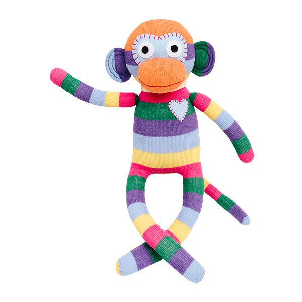 Soft toy sock monkey Midi colored
