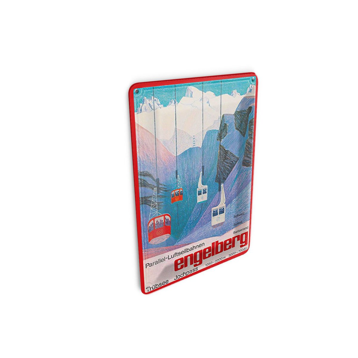 Cartolina da viaggio in latta 10x14 cm Insegna decorativa funivia parallela di Engelberg