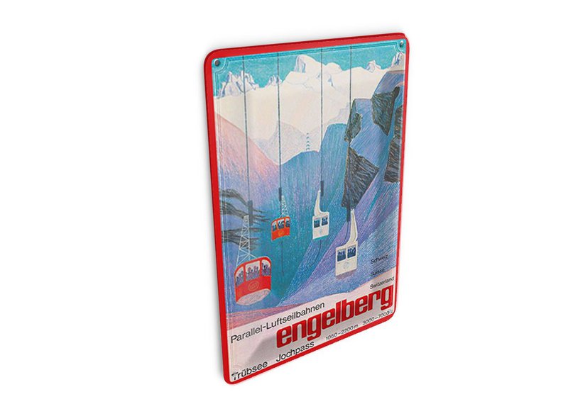Cartolina da viaggio in latta 10x14 cm Insegna decorativa funivia parallela di Engelberg