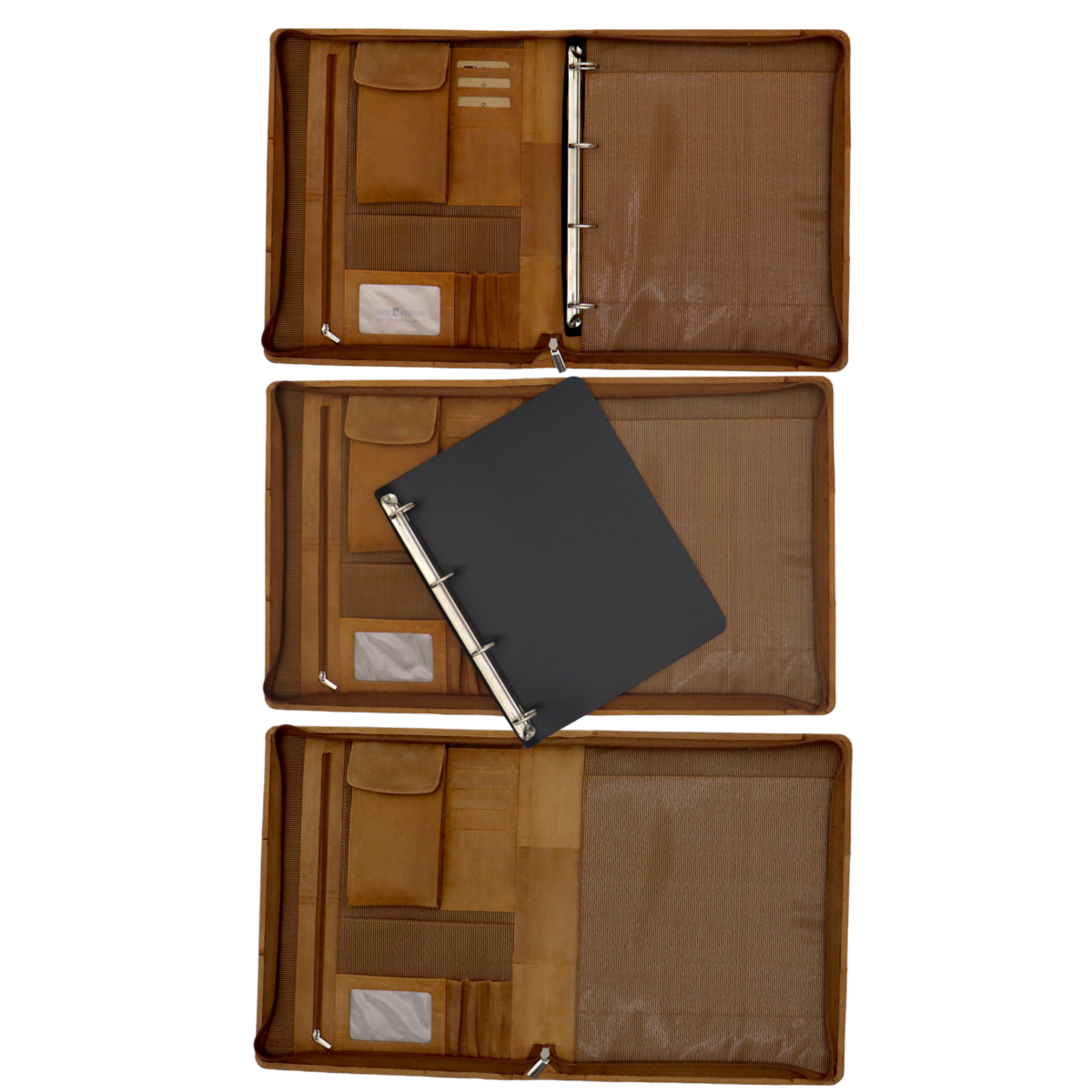 Leather Writing Case A4 - Conference Folder - Document Folder A4 - Tablet Sleeve & Laptop Sleeve - Removable Ring Binder