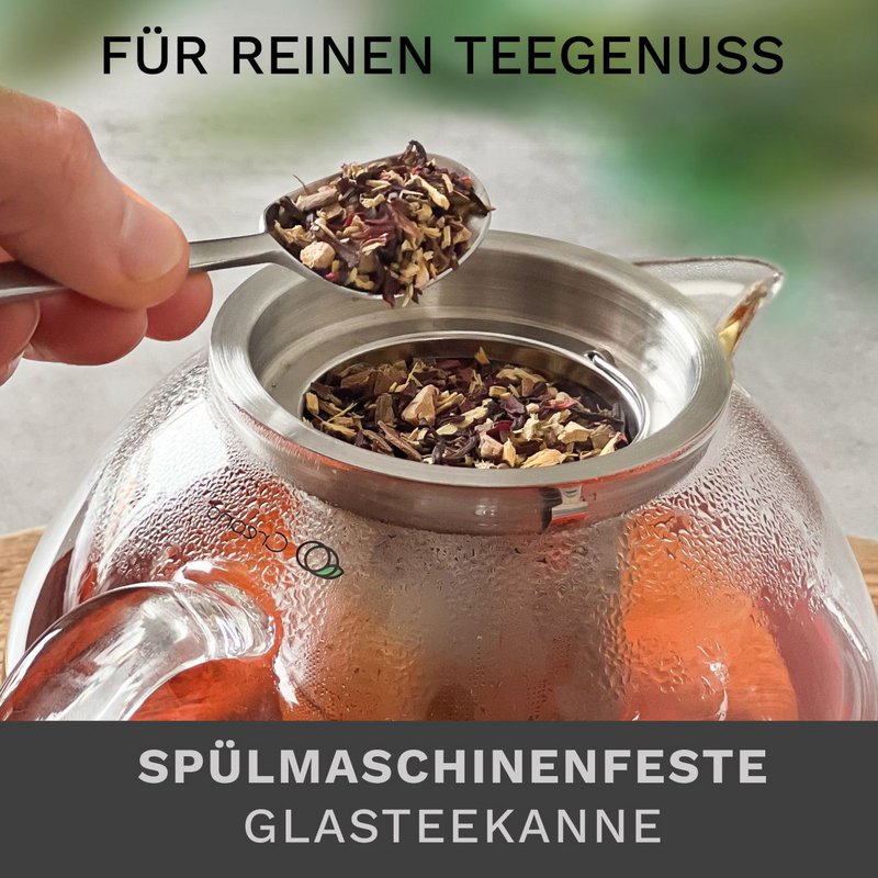 They create Glasteekanne 1,3l with 2 Teeblumen